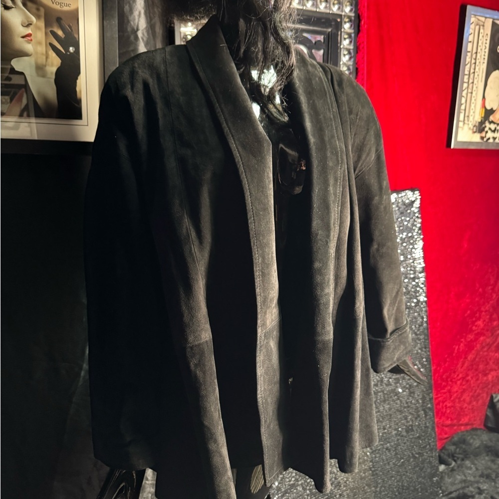 Danier BLACK LARGE flowing oversized M woman's 90's swing jacket. - Picture 5 of 16